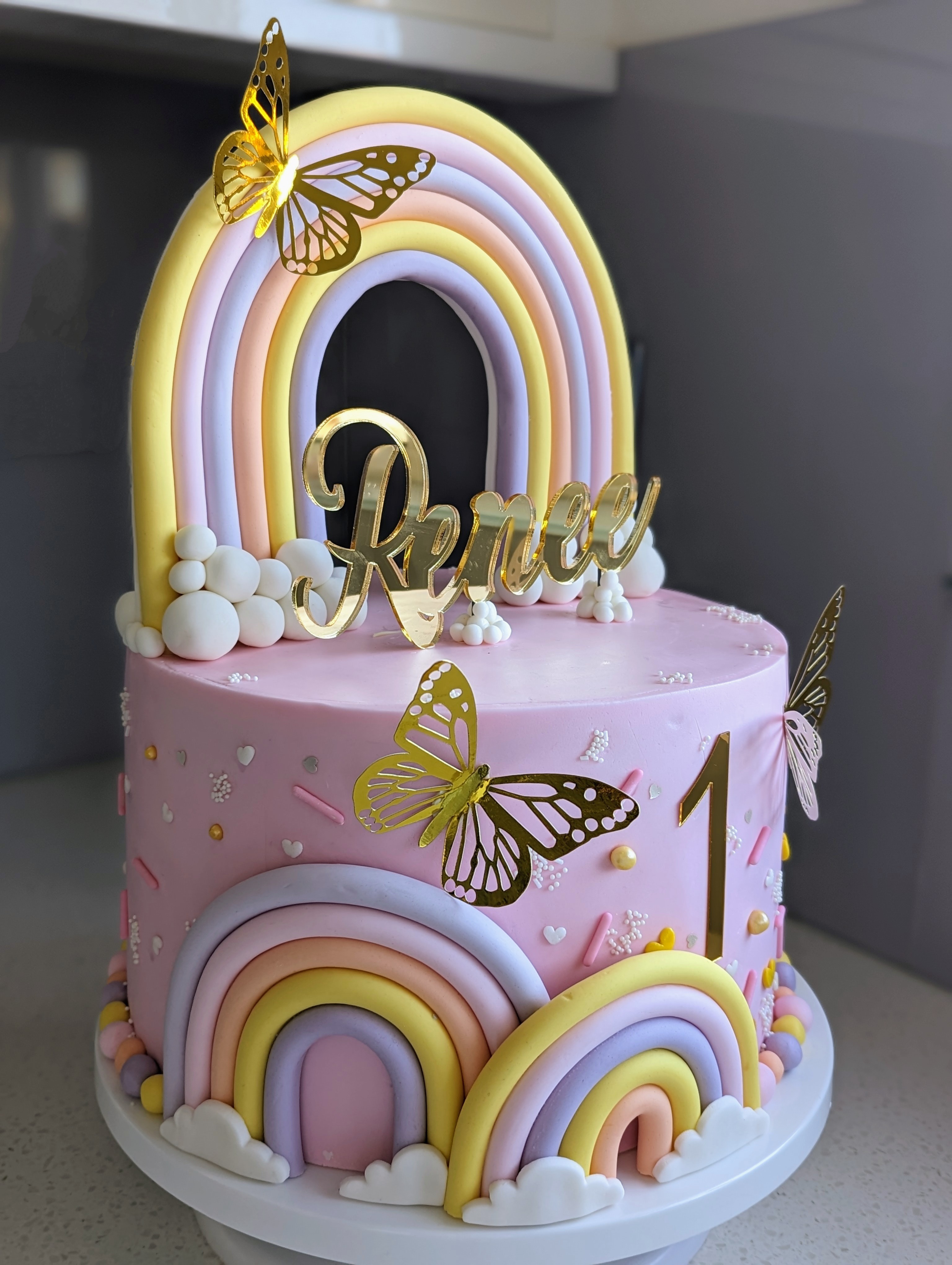 Rainbow butterfly birthday Cake